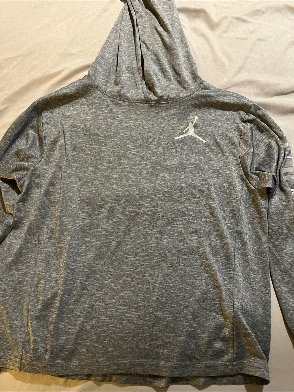 Boy’s Jordan Grey Long Sleeve Hooded Tee with White Jumpman